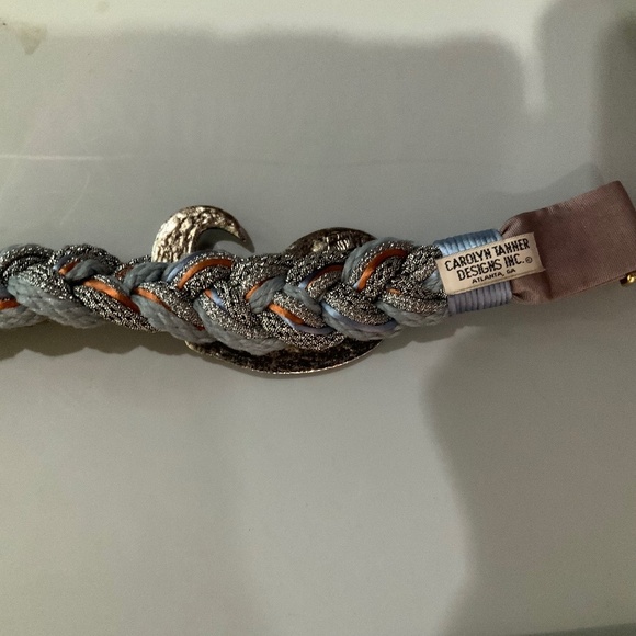 Carolyn Tanner Vintage Beaded Braided Bohemian Silver Medallion Belt - Picture 6 of 7